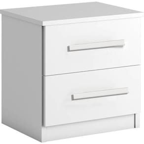 Mesa De Cabeceira Mdf 2 Gavetas Puxadores Madeira - Zeus-branco - Bianchi Móveis