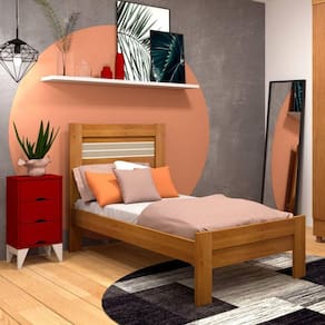 Cama Solteiro 100% Mdf - Safira -cinamomo-off White - Tcil Móveis