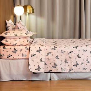 Cobre Leito Solteiro Bouti Basic Estampado 180 Fios 2 Peças - Mariposa