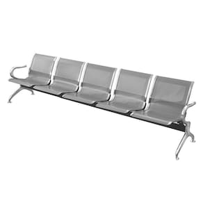 Longarina 5 Lugares Montreal Or Design 285 Cm (larg) Aço Cromado Com Braços Externos