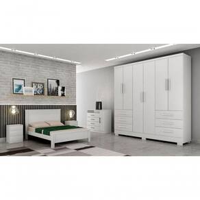 Guarda Roupa Solteiro Com Pés 6 Portas 6 Gavetas - Berlim-branco - Móveis Horizonte