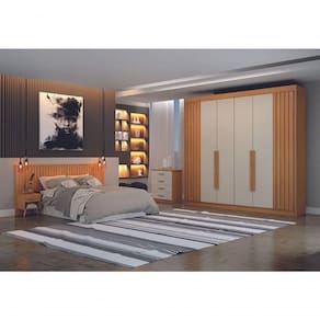 Guarda Roupa Casal 6 Portas 6 Gavetas - São Carlos-cinamomo-off White - Leifer Móveis