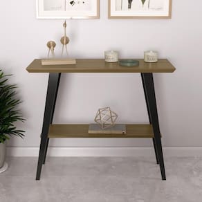 Aparador Davi 90x30 Tampo Mdf 30mm Pé Em Madeira Freijó/pés Preto