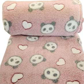 Cobertor Manta Solteiro Fofinha 2,20 X 1,50 - Ursa Rosa - 100% Poliéster