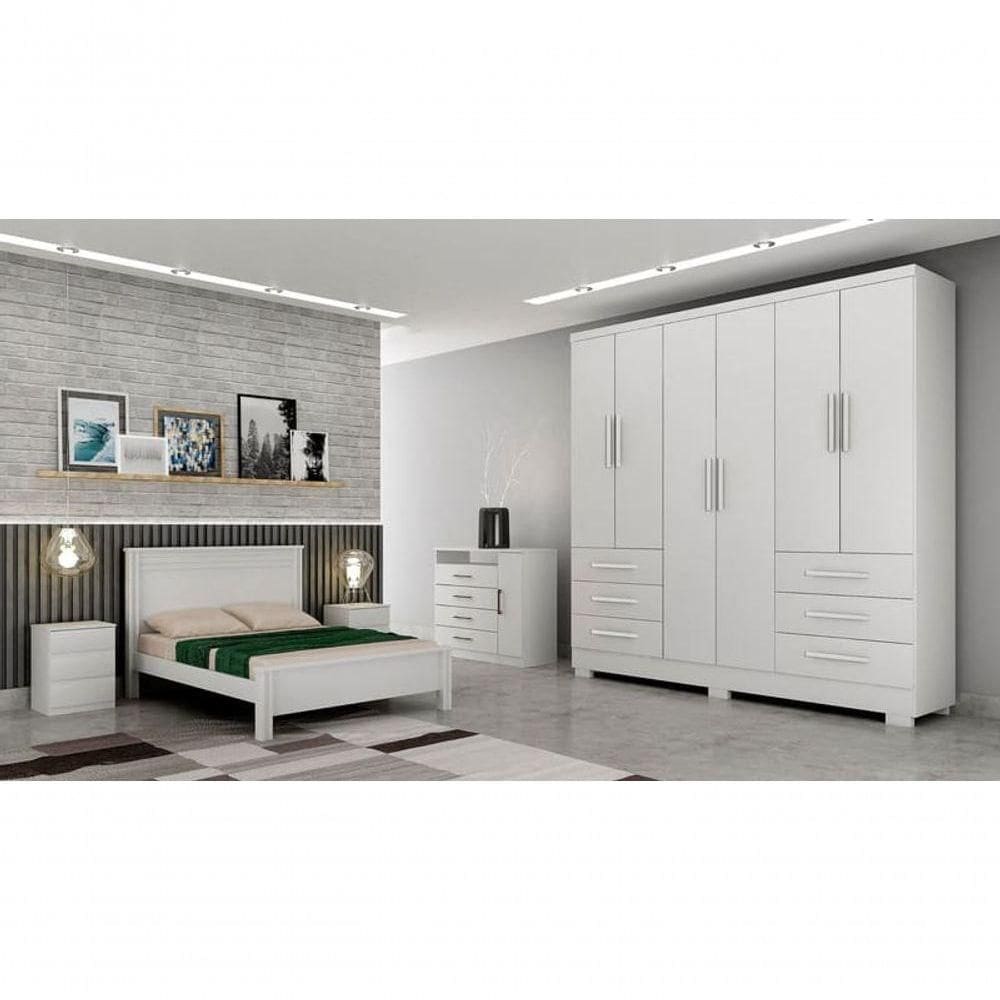 Guarda Roupa Solteiro Com Pés 6 Portas 6 Gavetas - Encant-branco - Móveis Horizonte