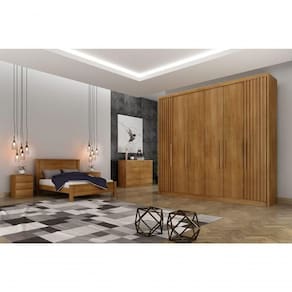 Guarda Roupa Casal 6 Portas 6 Gavetas - Santoro Ripado-cumaru - Móveis Horizonte