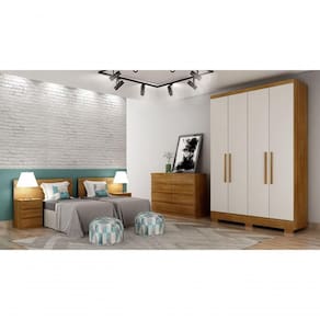 Guarda Roupa Solteiro Com Pés 4 Portas 2 Gavetas - Veneza-cumaru-fendi - Móveis Horizonte
