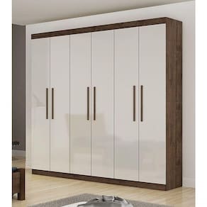 Guarda Roupa Casal 6 Portas 4 Gavetas - Belém-canion - Off White - Star Móveis