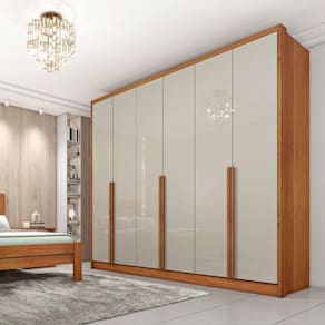 Guarda Roupa Casal 6 Portas 6 Gavetas - Fortuna-cinamomo-off White - Tcil Móveis