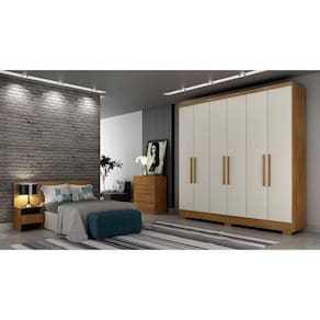Guarda Roupa Solteiro Com Pés 6 Portas 4 Gavetas - Veneza-cumaru-fendi - Móveis Horizonte