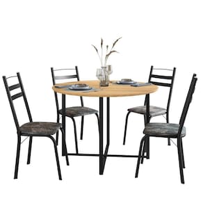 Conjunto Mesa Sala De Jantar 4 Cadeiras Tampo Redondo Floral