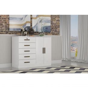 Cômoda Para Quarto Com Sapateira 5 Gavetas - Seul-branco - Móveis Horizonte