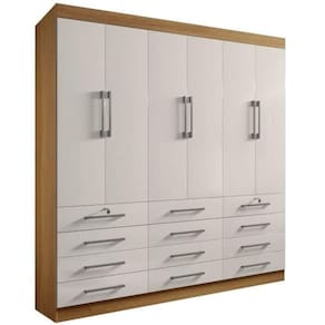 Guarda Roupa Casal 6 Portas 12 Gavetas - Mônaco-cinamomo-off White - Móveis D`doro
