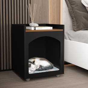 Mesa De Cabeceira Casinha De Cachorro/gato Pet Preto/freijó - Ofertamo