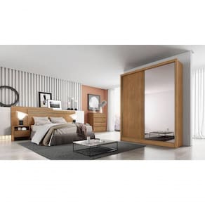 Guarda Roupa Solteiro Com Espelho Mdf 3 Gavetas - Toledo-cumaru - Móveis Horizonte