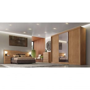 Guarda Roupa Casal Com Espelho 3 Portas 8 Gavetas - Logan-cumaru - Móveis Horizonte
