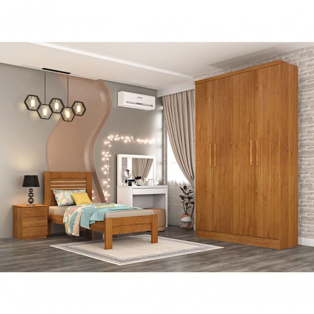 Guarda Roupa Solteiro 4 Portas 2 Gavetas - Amsterdam-cinamomo - Tcil Móveis