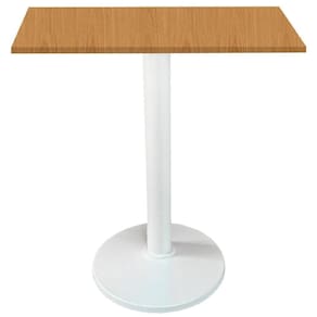 Mesa Zeta Ferro Branco 75 Cm Alt Disco Redondo Tampo Mdp Quadrado 70 Cm Larg X 2,5 Cm Alt Samba