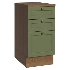 Balcão De Cozinha 40 Cm 3 Gavetas Rustic/verde Vik Madesa Rustic/verde