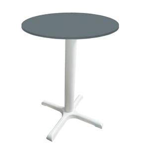 Mesa ô Ferro Branco 74 Cm (alt) Base Em X Tampo Mdp Redondo Grafito 70 Cm (larg) X 2,50 Cm (alt)