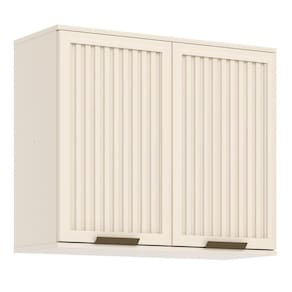 Armário Aéreo Connect 80cm 2 Portas Ripado Off White - Móveis Henn Off White