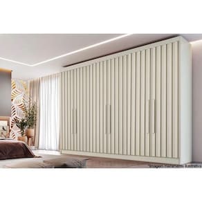 Guarda Roupa Casal Ripado 6 Portas 6 Gavetas - Potente-off White - Móveis Europa