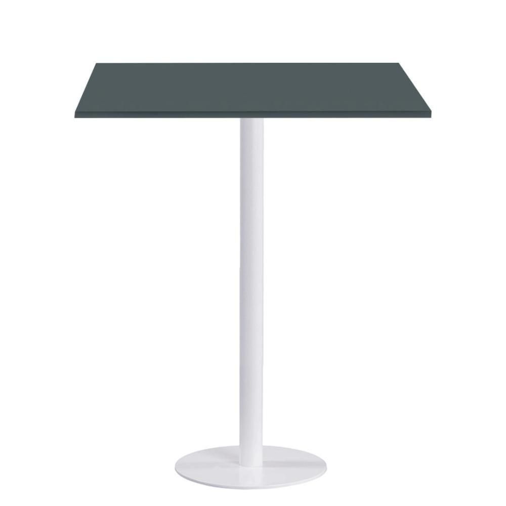 Mesa Pisa Beta Bistrô Fratini 107,50cm (a) Disco Redondo Branco Tampo Mdp Quadrado Grafito 60cm (l)