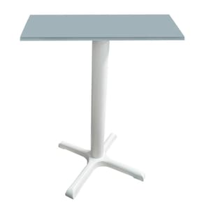 Mesa ô Ferro Branco 74 Cm (alt) Base Em X Tampo Mdp Quadrado Cinza 70 Cm (larg) X 2,50 Cm (alt)
