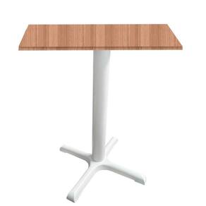 Mesa ô Ferro Branco 74cm (alt) Base Em X Tampo Mdp Quadrado Noce Nat 70cm (larg) X 2,50cm (alt)