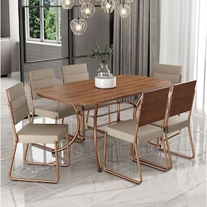 Conjunto Sala de Jantar Mesa e 6 Cadeiras Fênix Carraro - Rosê