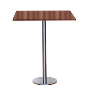 Mesa Pisa Beta Bistrô Fratini 107,50cm (a) Disco Redondo Inox Tampo Mdp Quadrado Walnut 70cm (l)