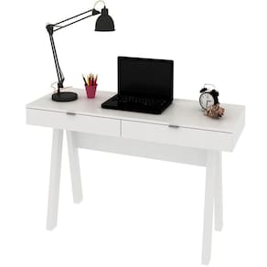 Escrivaninha Para Escritório Cavalete 2 Gavetas Branco