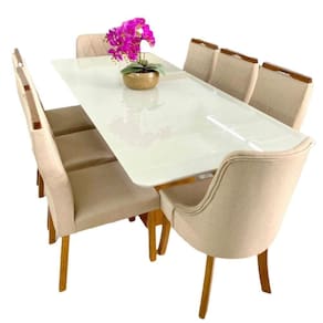 Conjunto De Jantar Vidro 8 Cadeiras 2,0x1 Lisboa Art Salas