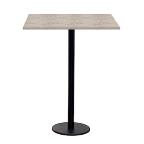 Mesa Pisa Beta Bistrô Fratini 107,50cm (a) Disco Redondo Preto Tampo Mdp Quadrado Castanheira 60cm(l)