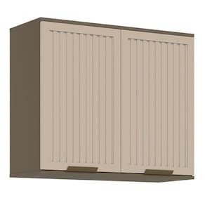 Armário Aéreo Connect 80cm 2 Portas Ripado Duna/cristal - Móveis Henn Duna/cristal