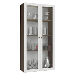 Cristaleira Suspensa 70 Cm 2 Portas De Vidro Vik Madesa Rustic/branco