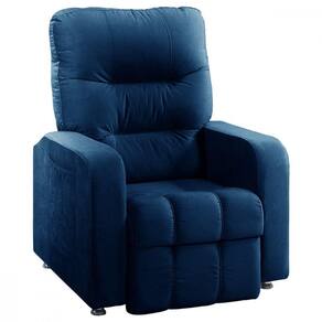 Poltrona Reclinavel Do Papai Maldivas Tecido Suede Azul Azul