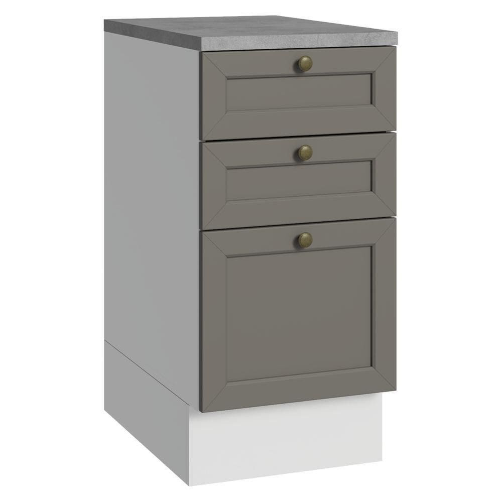 Balcão De Cozinha 40 Cm 3 Gavetas Branco/cinza Vik Madesa Branco/cinza
