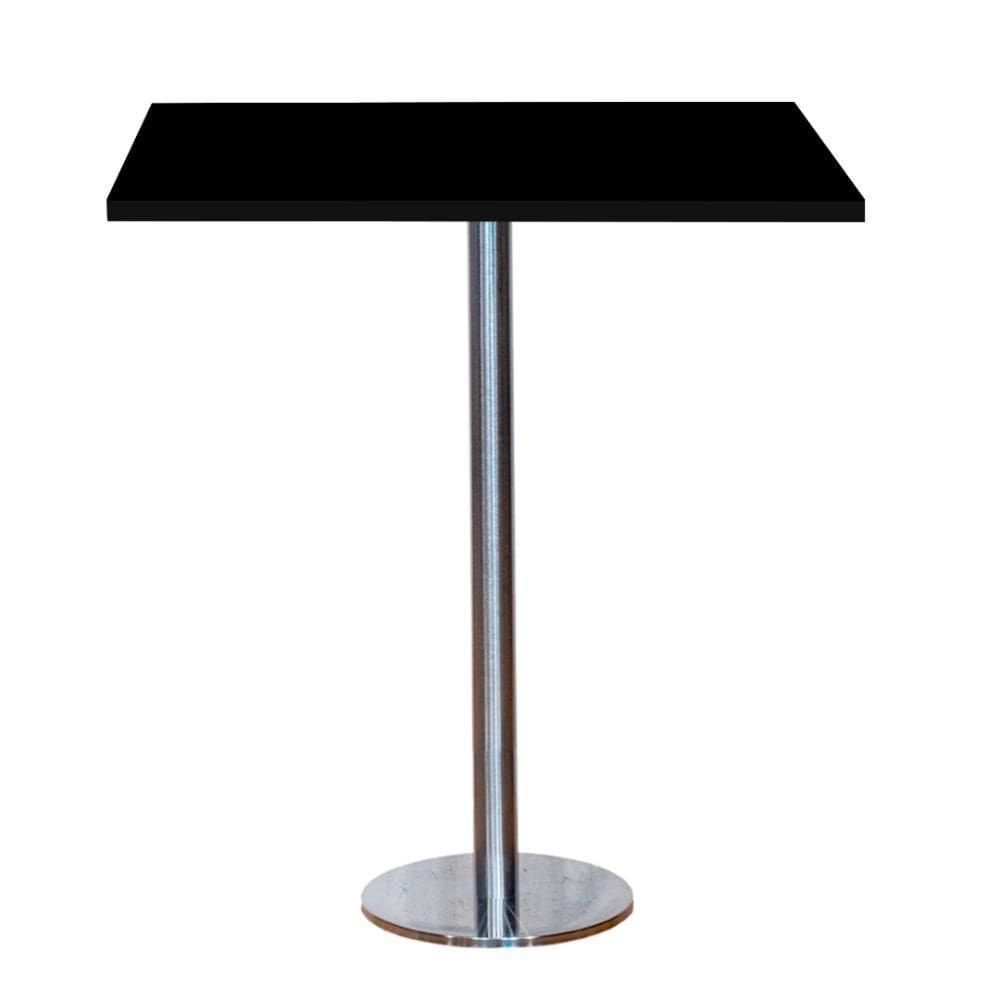 Mesa Pisa Beta Bistrô Fratini 107,50cm (a) Disco Redondo Inox Tampo Mdp Quadrado Preto 60cm( L)