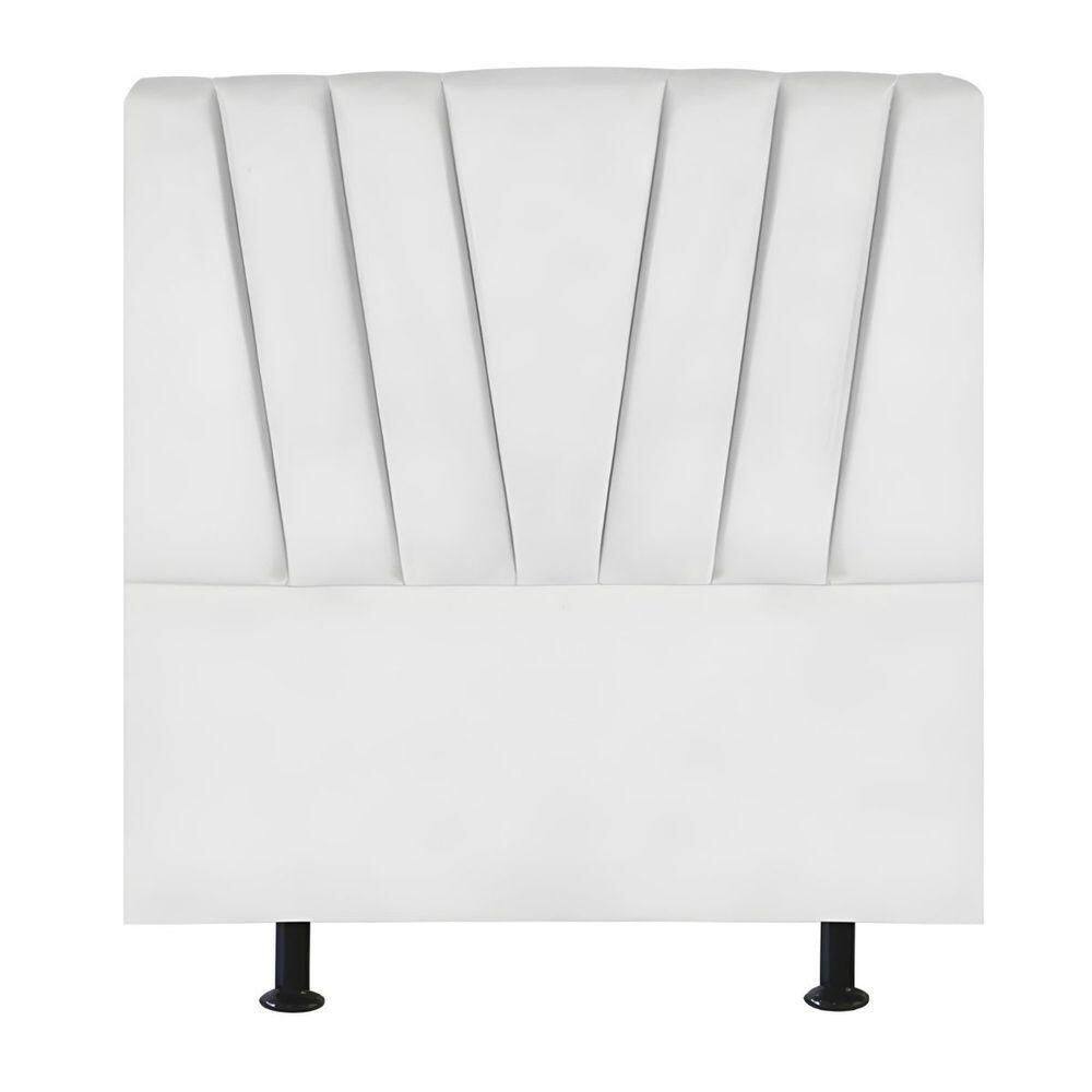 Cabeceira Estofada Cama Box Solteiro 100 Cm Louise Suede Branco