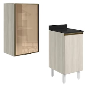 Armario Aereo Balcao 1p Vidro 40cm Mdf Kali Nicioli Bianco Toq