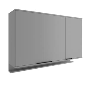 Armário Aéreo De Cozinha Miami 1200mm 3 Portas C Porta Temperos Carraro Cinza Titânio