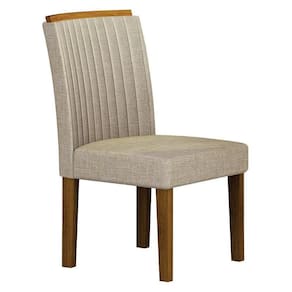 Cadeira Para Mesa De Jantar Jade Mdf Freijó Linho Palha - Leifer Móveis