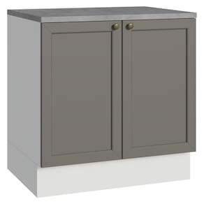 Balcão De Cozinha 80 Cm 2 Portas Branco/cinza Vik Madesa Branco/cinza