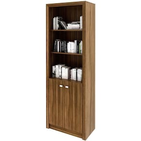 Estante Armário Alta Livreiro Multiuso Office 2 Portas Nogal