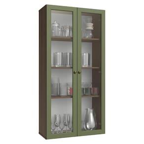 Cristaleira Suspensa 70 Cm 2 Portas De Vidro Vik Madesa Rustic/verde