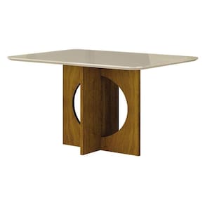 Mesa De Jantar Lorena Plus 120x80 Com Vidro Freijó Off White - Leifer Móveis