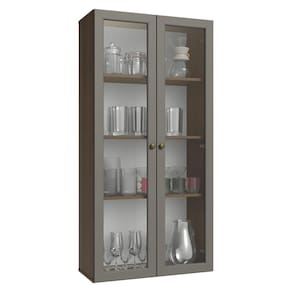 Cristaleira Suspensa 70 Cm 2 Portas De Vidro Vik Madesa Rustic/cinza