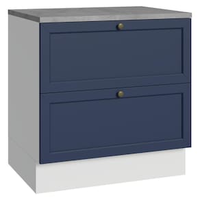 Balcão De Cozinha 80 Cm 2 Gavetas Branco/azul Vik Madesa Branco/azul