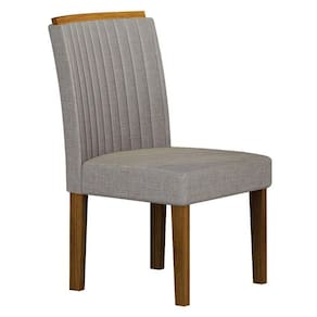 Cadeira Para Mesa De Jantar Jade Mdf Freijó Linho Cinza - Leifer Móveis